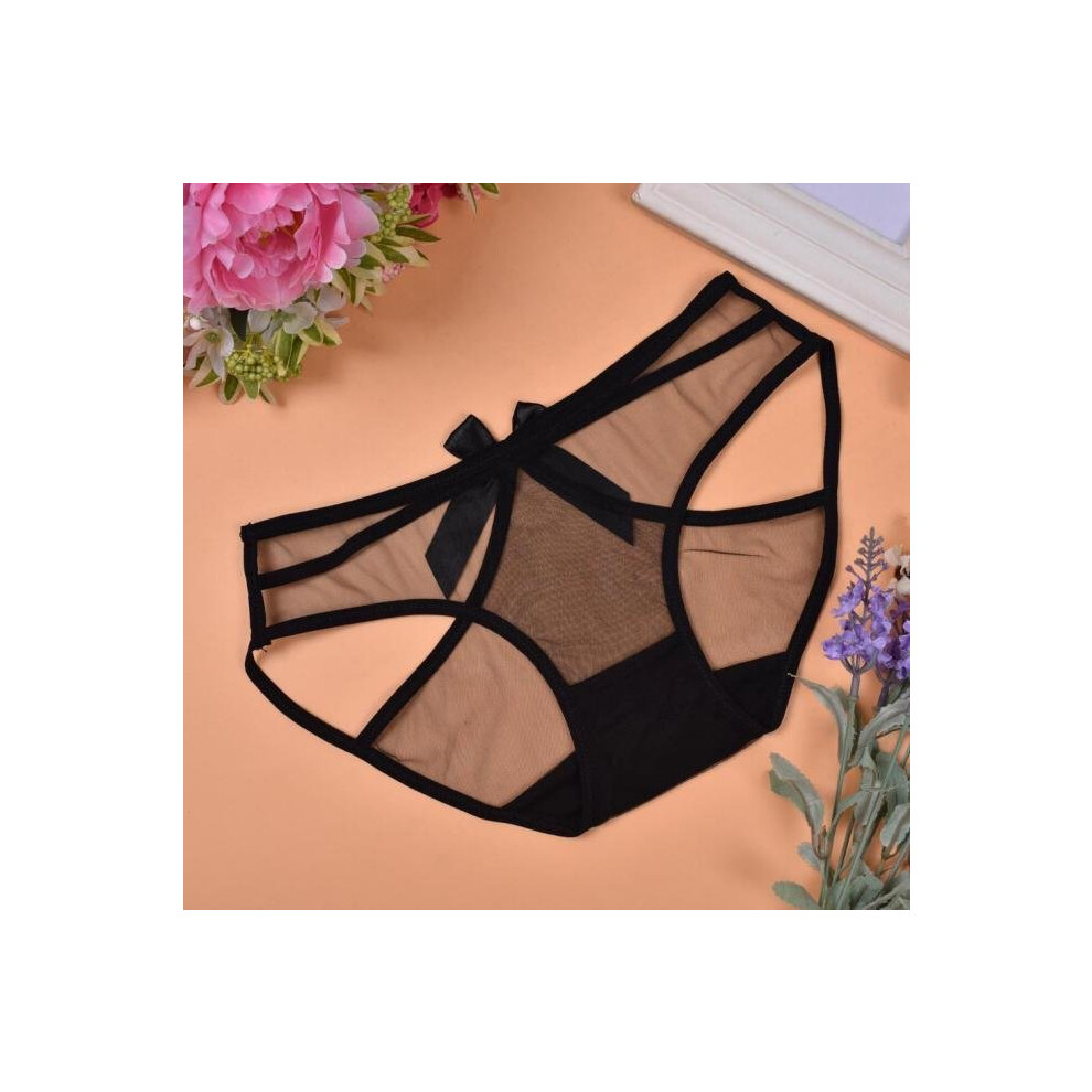 Black Sexy Fashion Bowknot See-Through Panties Briefs Knickers Bikini Underwear Bk