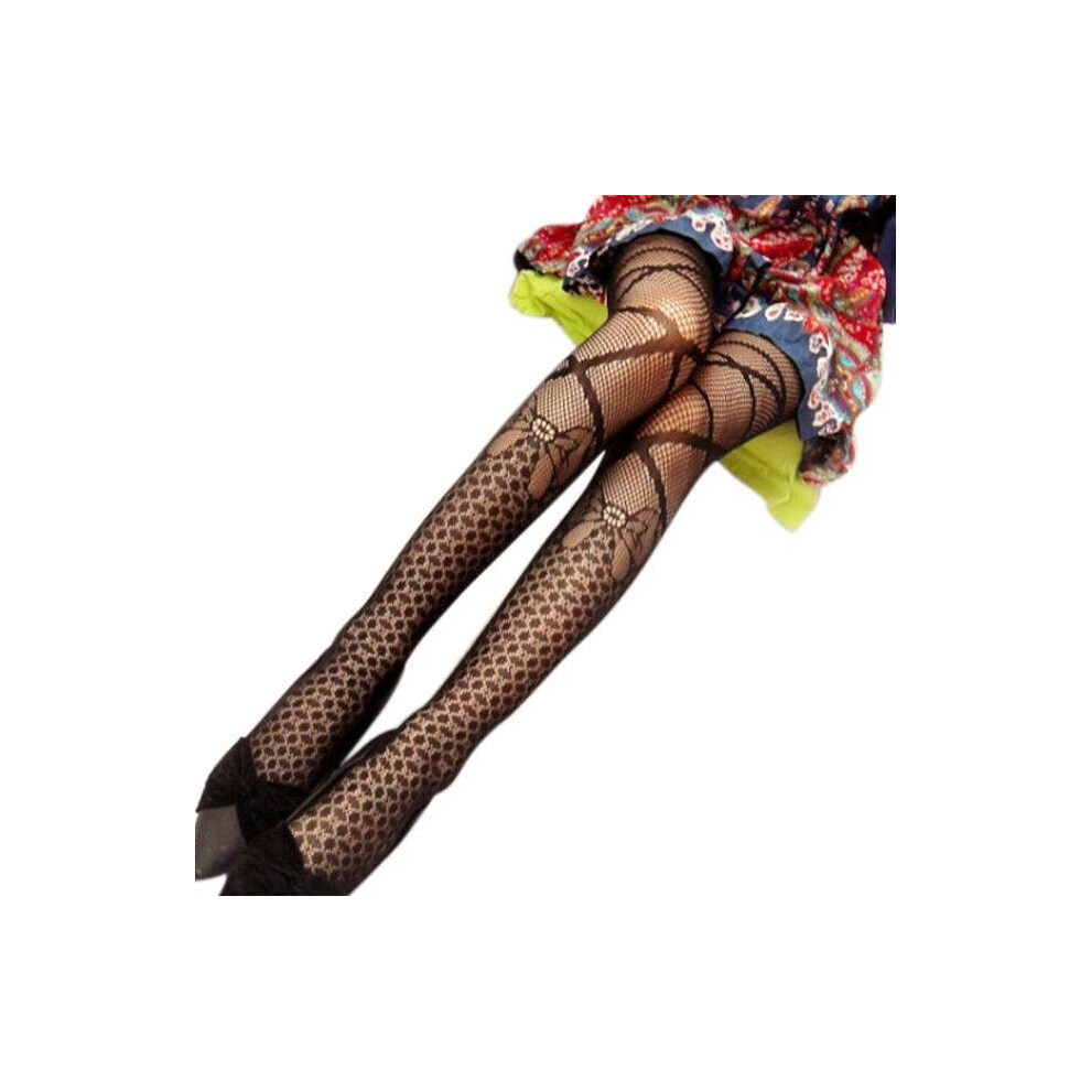 Black Women Sexy Fishnet Pattern Jacquard Stockings Pantyhose Tights