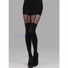 Fashion Women Black Sexy Fake Garter Belt Stockings ThighHighs Pantyhose