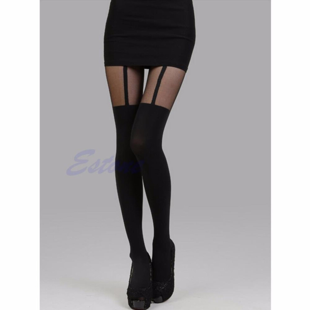 Black Fashion Women Sexy Fake Garter Belt Stockings Thighhighs Pantyhose