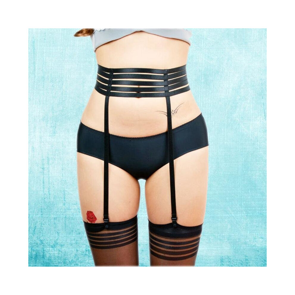 Black Pastel Goth Body Harness Garter Belt Stockings Pole Dance Suspender Belt Summer Style Bondage Lingerie Fetish Wear P0020