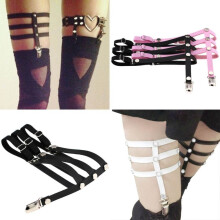 Bijoux Punk Sexy Heart Garter Chokers Belt for Women Harajuku Pastel Goth Harness PU Leather Garter Stocking Leg Choker Necklace