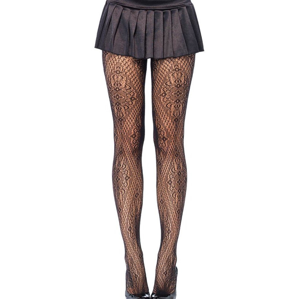 Black Sexy Florentine Lace Pantyhose Moda Feminina Women Knee Socks Seamed Stockings Thigh Bands Garter Stockings S79513