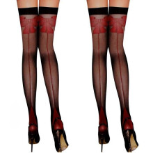 Sexy Black Silk Stockings Garter Stockings Womens Sheer Lace Top Thigh High Stockings Free Shipping