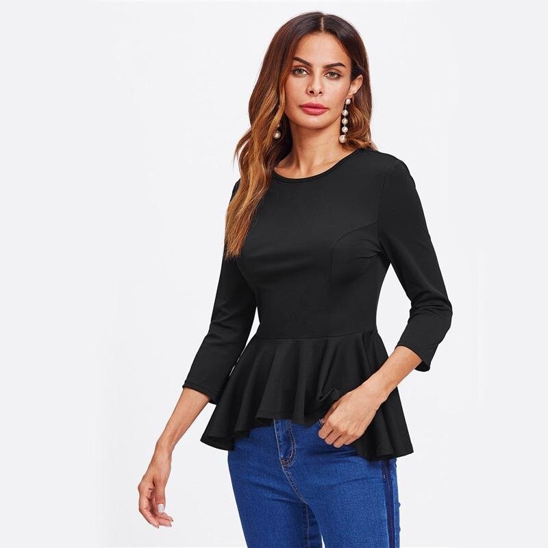 ATHENA ASYMMETRIC PEPLUM FAUX LAYERED TSHIRT main image 1