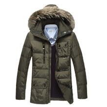 New 2016 winter duck coat men thickness jacket fur collar hoodies slim parkas casual warm snow overcoat