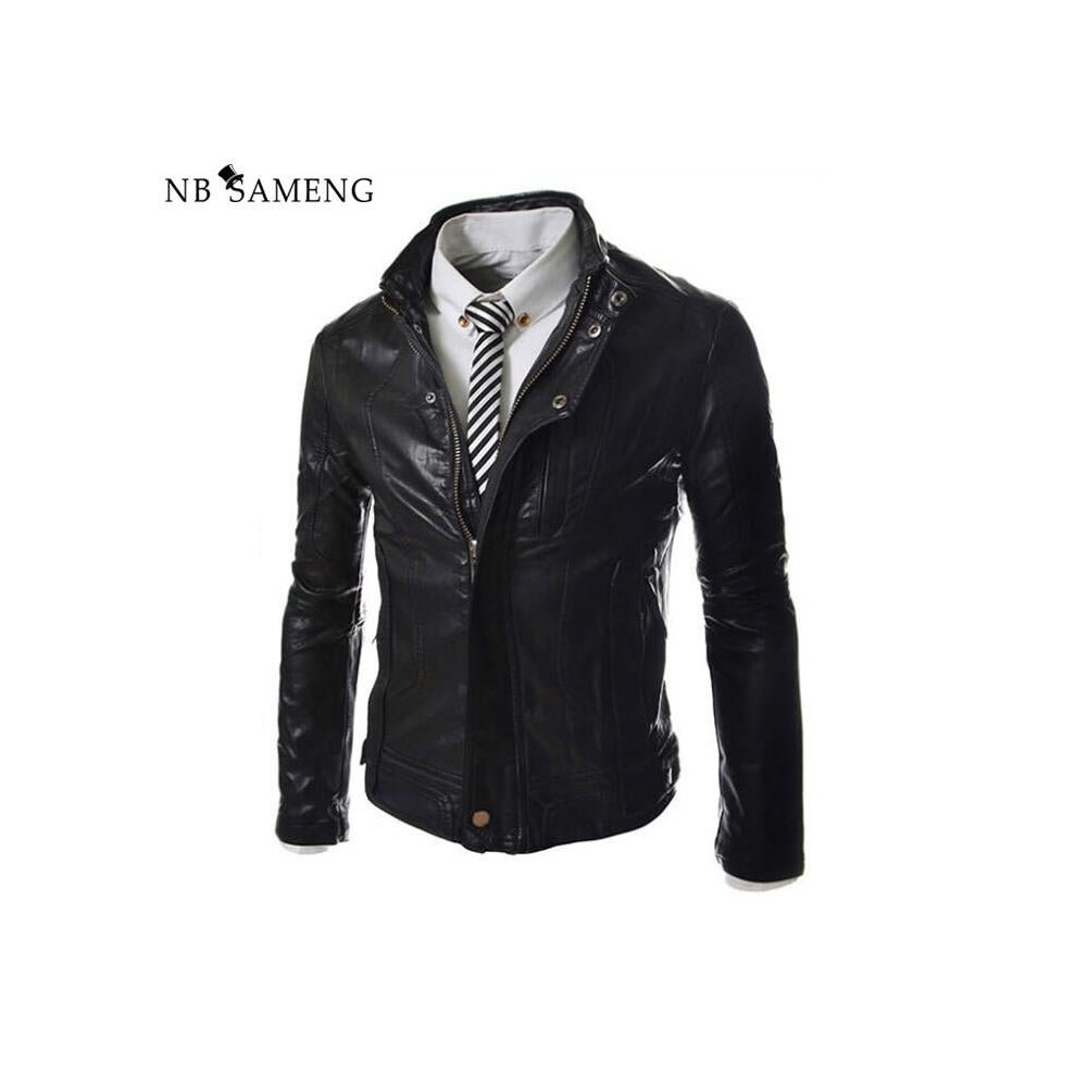 New Motorcycle Leather Jacket Men Slim Fashion Red Jackets And Coats Biker Clothing Pilot Jaqueta De Couro Masculina Black 8488141782573