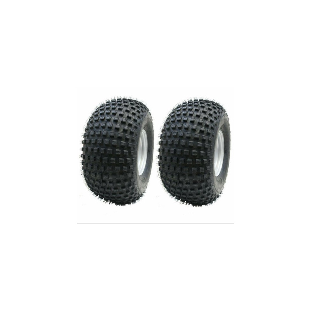 22x11.00-8 knobby tyres on 4 stud rim, quad wheel 100mm PCD - set of 2