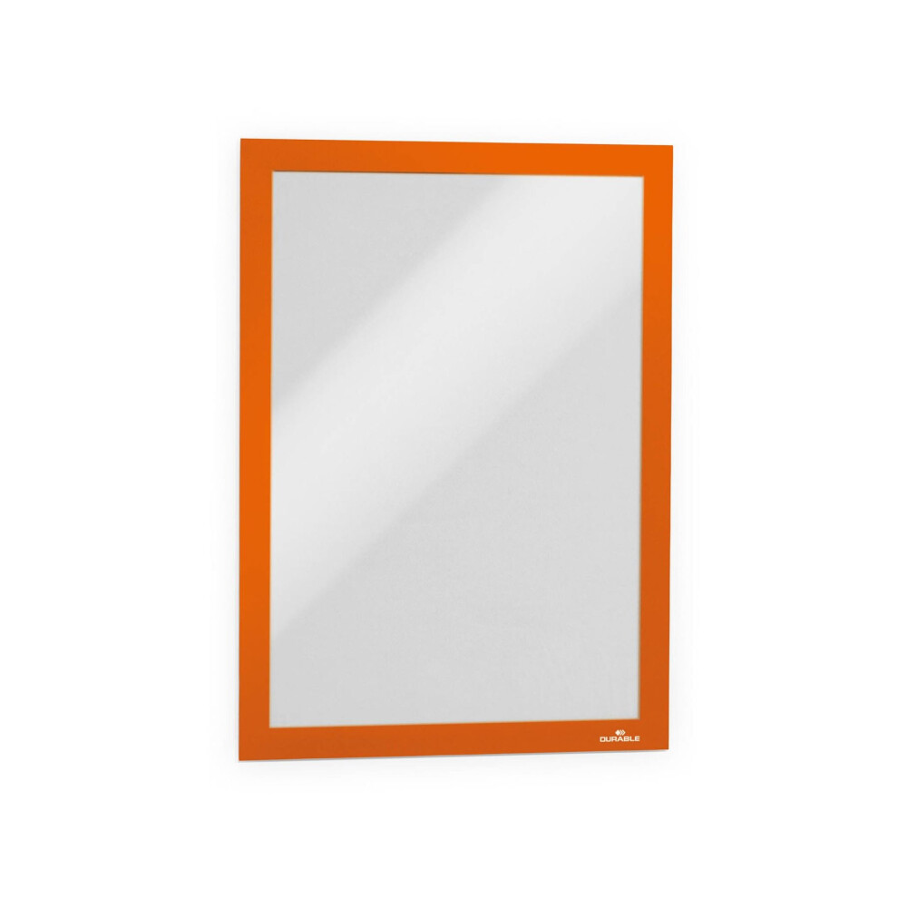 (Orange - 487209) Durable 487201 DURAFRAME A4 Self-Adhesive Magnetic Frame Signage And Information Display - Pack Of 2