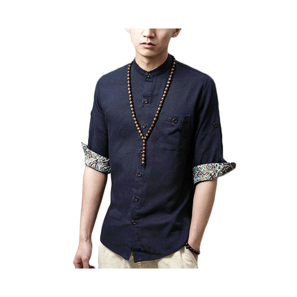 Japanese Shirts For Men Designer Cotton Linen Half Sleeve Floral Mandarin Collar Shirts Social Casual Hawaiian-image-OPC-P5JK5WX-NEW