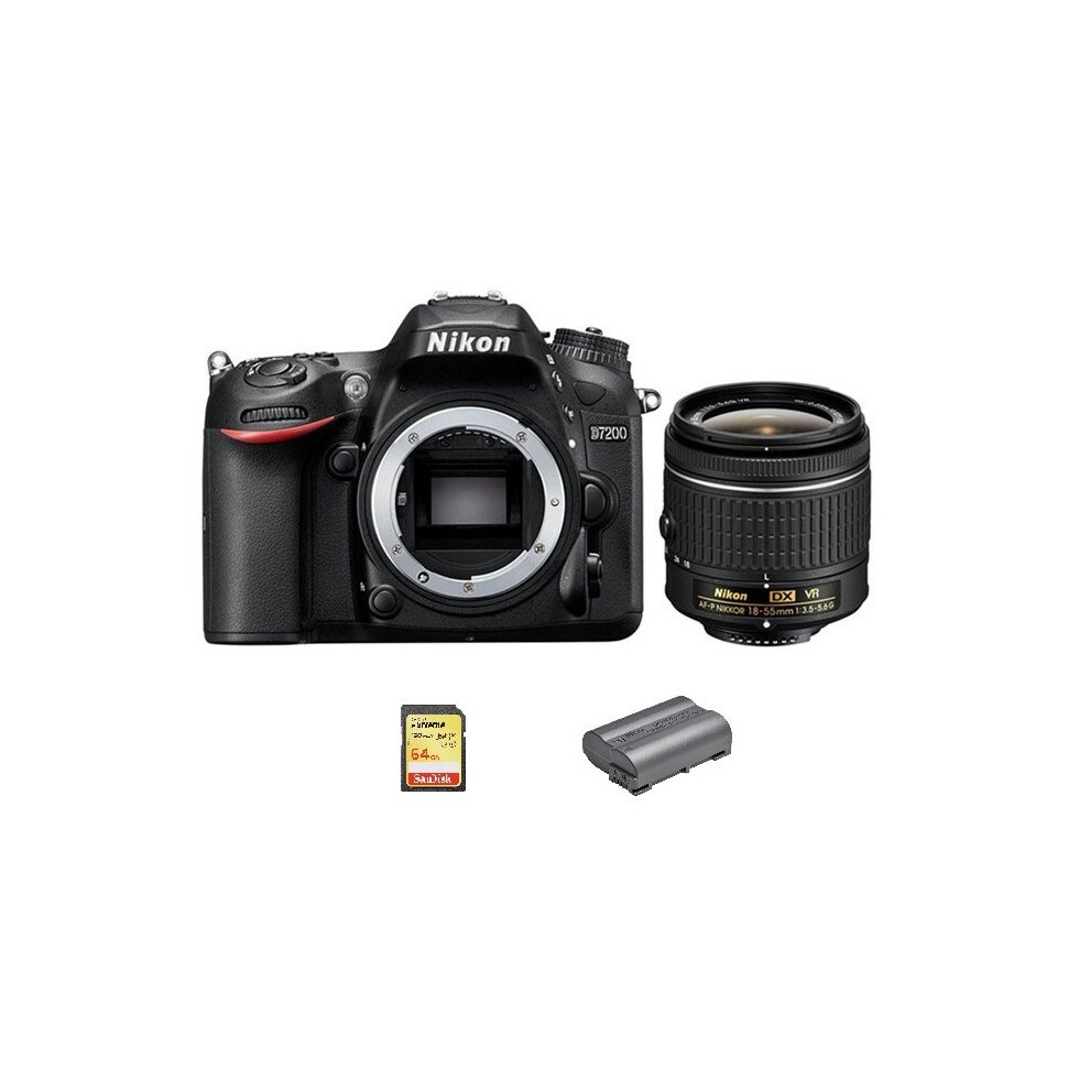 NIKON D7200 + AF-P DX 18-55mm + 64GB SD card + EN-EL15B Battery