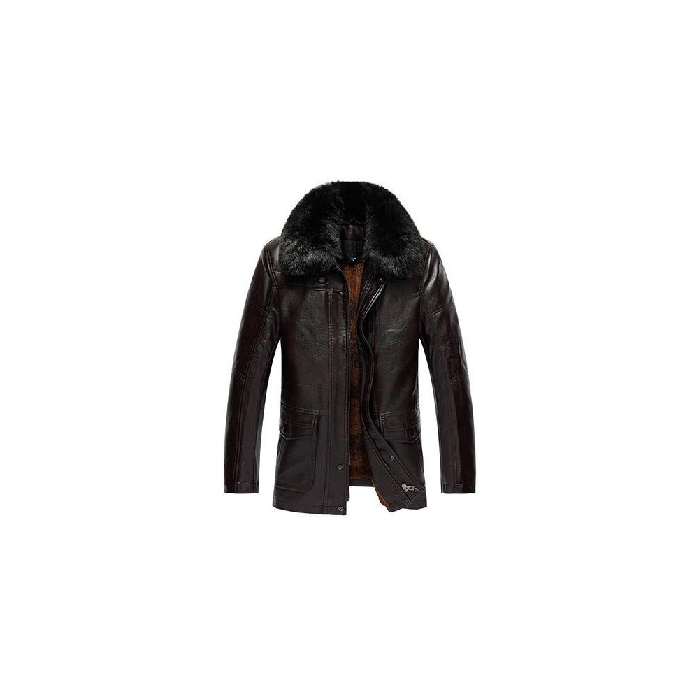 5XL 6XL 7XL Fur collar leather jacket men Suede PU Velvet thicken warm Motorcycle clothing mens leather coats 2017 Winter