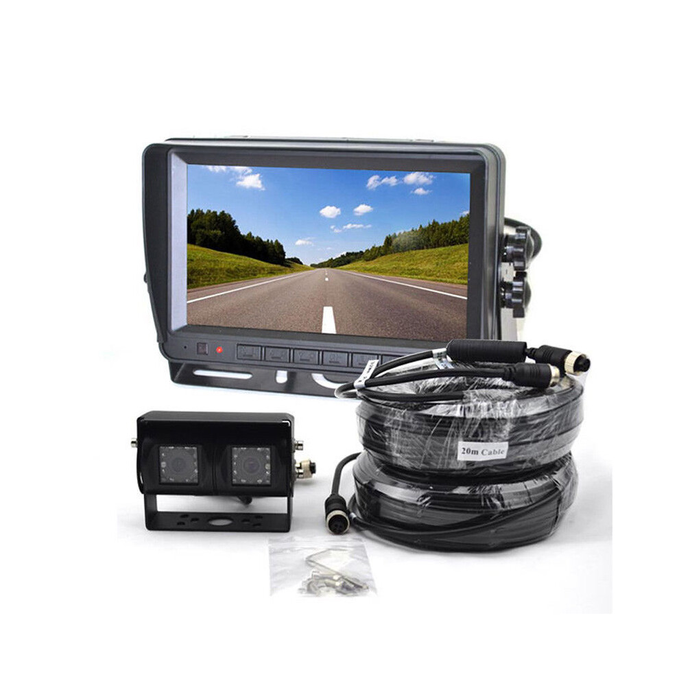 Dual Lens Reverse Backup Camera + 7 Inch Tft Lcd Rear View Monitor For Truck Bus Rv Trailer Caravan 8414745561801