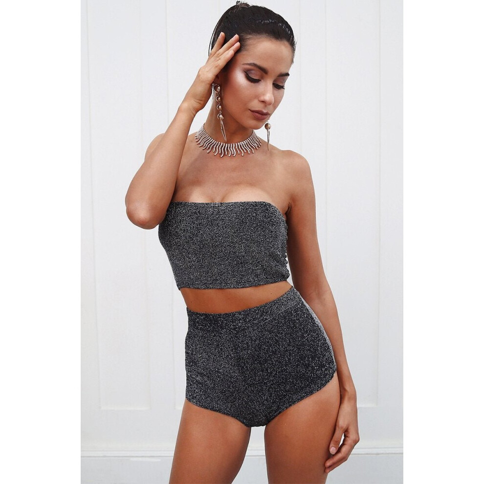 Shiny two-piece set jumpsuit romper women Sexy bodycon top shorts jumpsuit romper Bright silk women tops playsuits 2017-image-OPC-P52PFT9-NEW