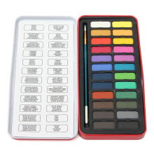 Brand New 24 Colored Solid Watercolor Art Paint Set With Box And Brush Blocks Metal Tin Set Artist School DIY Craft Supplies