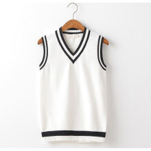 British School Uniform Sweater Vest Women Men Black and White Color Block Sleeveless Sweater Waistcoat Knitwear