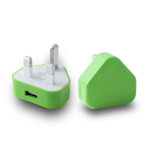 (Green) Ameego UK USB Adapter Plug | UK USB Wall Charger