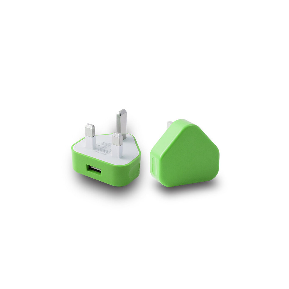 (Green) Ameego UK USB Adapter Plug | UK USB Wall Charger