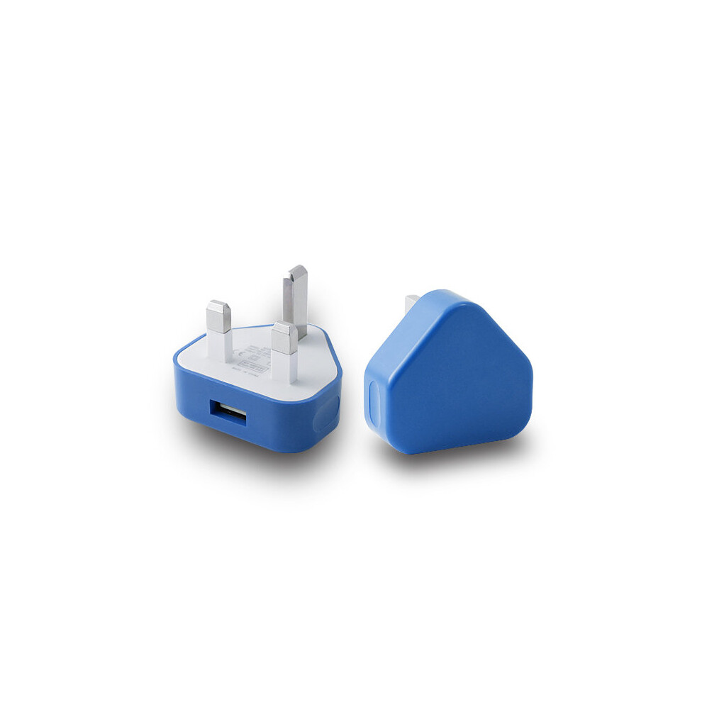 (Blue) Ameego UK USB Adapter Plug | UK USB Wall Charger