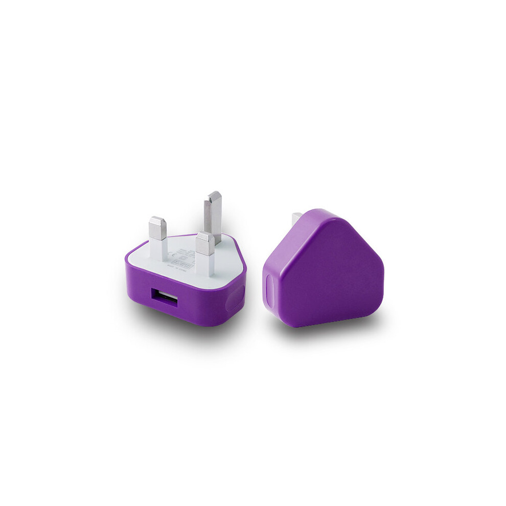 (Purple) Ameego Uk Usb Adapter Plug | Uk Usb Wall Charger Purple 5055546030429