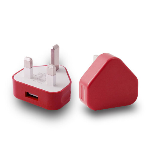 (Red) Ameego UK USB Adapter Plug | UK USB Wall Charger