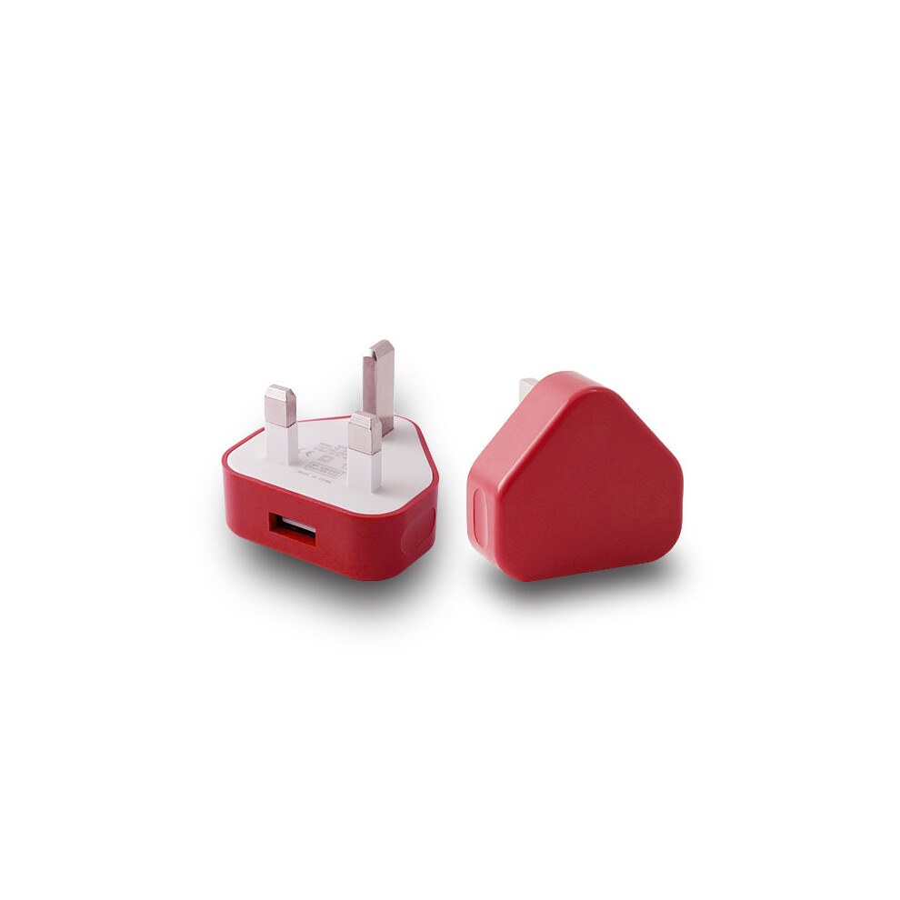 Ameego (Red) Uk Usb Adapter Plug | Uk Usb Wall Charger Red