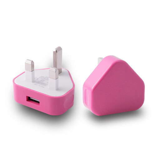 (Baby Pink) Ameego UK USB Adapter Plug | UK USB Wall Charger