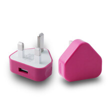 (Hot Pink) Ameego UK USB Adapter Plug | UK USB Wall Charger