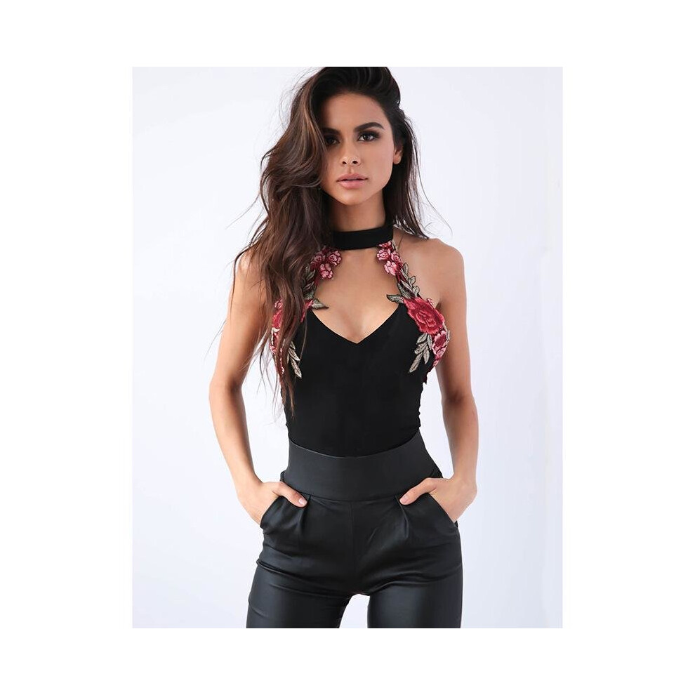 Elegant Summer Floral Embroidery Bodysuit Women Halter Backless Jumpsuit Tops Bodycon Overalls Sexy Rompers Playsuit Leotard-image-OPC-P52PHHT-NEW