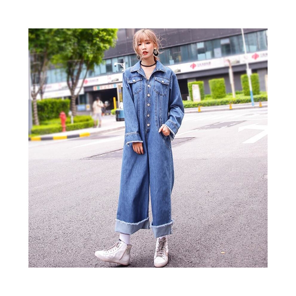 TWOTWINSTYLE 2017 Denim Rompers Women\'s Jumpsuit Jeans Overalls Blue Costumes for Women Long Sleeve Pants Casual Clothing-image-OPC-P52PHSR-NEW