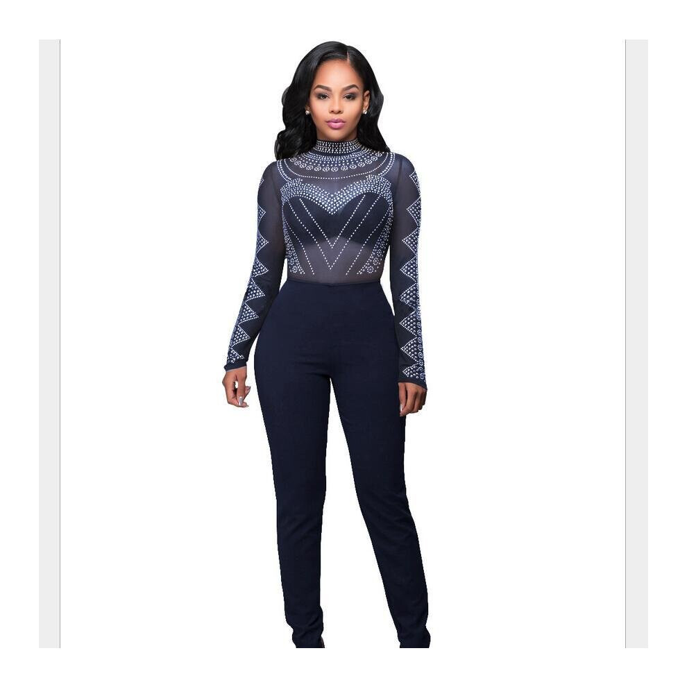 Autumn Sexy Bodycon Long Sleeve Jumpsuits Fashion Mesh Patchwork Geometric Rhinestone Rompers Womens Jumpsuit Combinaison Femme-image-OPC-P52PHTG-NEW