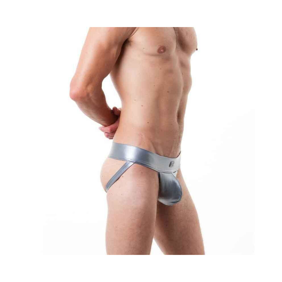 Ahkuci Mens Jockstrap Briefs Underwear Sexy Faux Leather Men Jock Straps Gay Penis Pouch Low Waist Backless Thong G Strings
