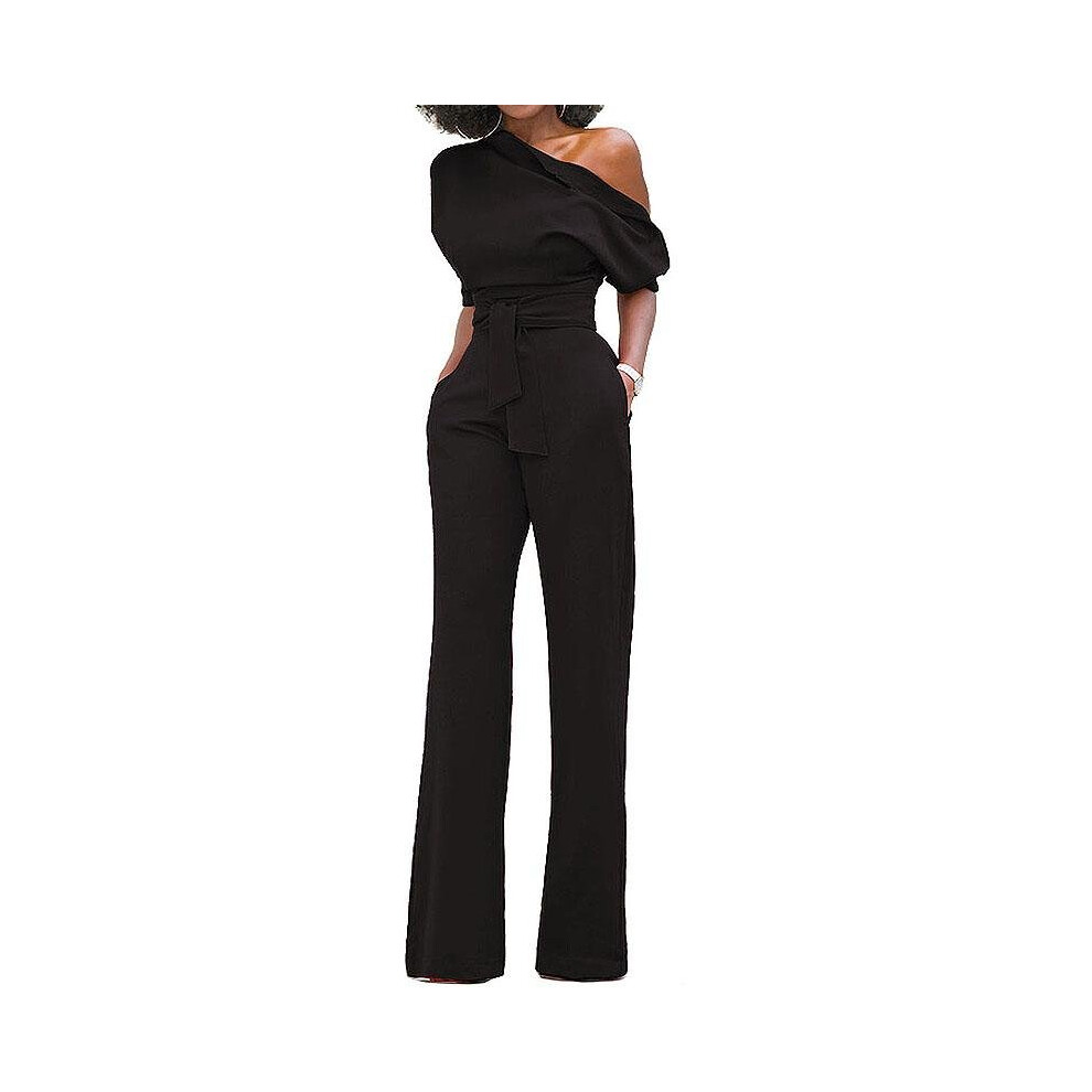 Fashion Casual Summer Womens Sexy One Shoulder Belt Slim Party Solid Romper Long Jumpsuit Playsuits-image-OPC-P52PHNF-NEW