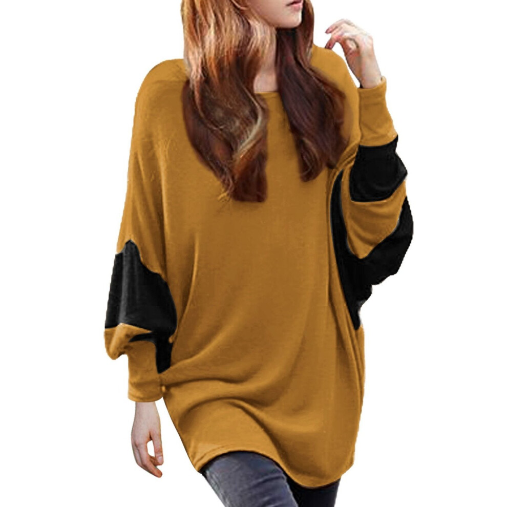 Allegra K Women Color Block Batwing Loose Tunic Top Green /L (Us 14)