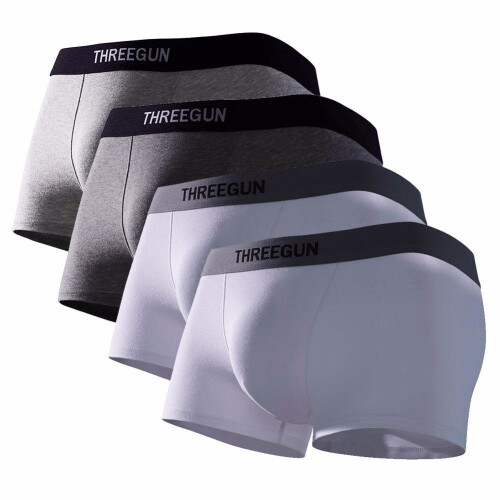 THREEGUN 1PCS MEN Boxers Low Waist Male Underwear Breathable Solid