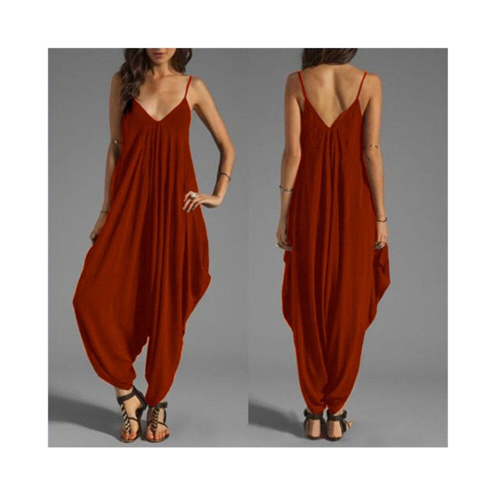 Fashion Summer Women\'s Harem Romper Jumpsuit Elegant Coveralls Casual Vintage Sleeveless Casual Loose Solid Paysuits Plus Size-image-OPC-P52PHRJ-NEW