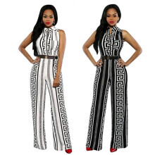 Pinkqueen Rompers Womens Jumpsuit Plus Size Cut Pants Rayon New Fashion Black White Milk Silk ladies Wide Leg Jumpsuit with belt