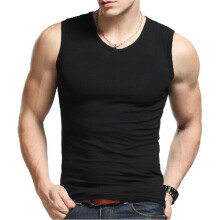 Plus Size Man\'s cotton pure color seamless underwear clothing close-fitting broad shoulders V neck vest comfortable undershirt