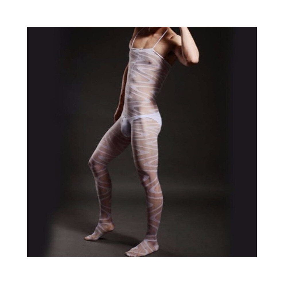 Men\'s open-crotch sexy transparent body silk stockings male full white breathable socks male one piece one piece-image-OPC-P52PM6G-NEW