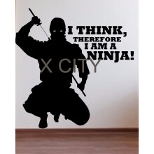 I think therefore I am a Ninja SILHOUETTE Poster Japan Manga Decal Vinyl Sticker Wall Art Home Room Decor Mural Stencils