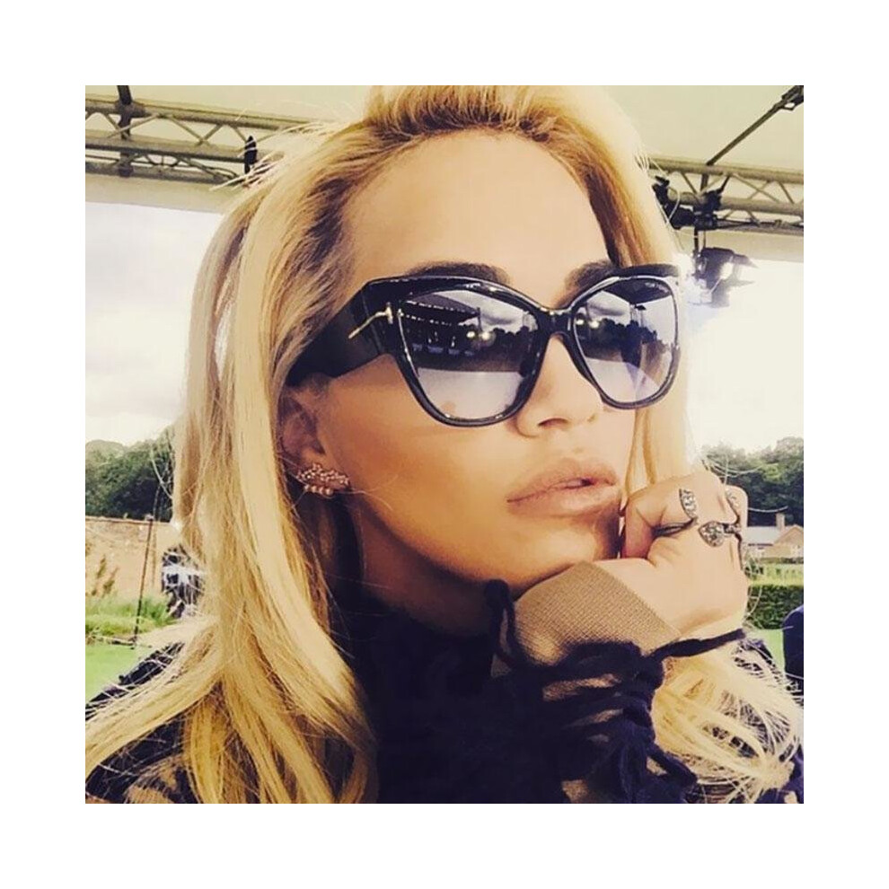 New Fashion Brand Designer Cat Eye Women Sunglasses Sun Glasses Big Size Cateye Tom 2017 Vintage Oversize Female Gradient Points