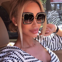 Italy Brand Designer Women Sunglasses 2018 Newest Fashion Black Sunglasses Ladies Square Big Frame Alloy Sun Glasses 1163T