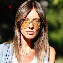 SHAUNA Oversize Summer Styles Women Pilot Sunglasses Fashion Yellow Tinted Lens Glasses