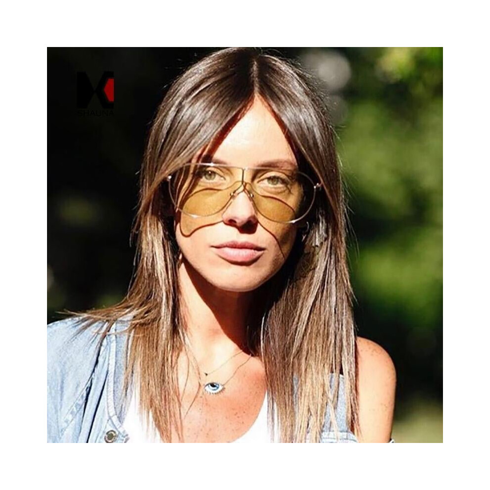 SHAUNA Oversize Summer Styles Women Pilot Sunglasses Fashion Yellow Tinted Lens Glasses