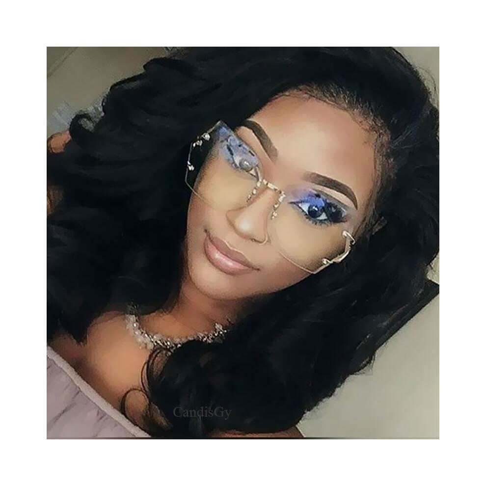 Oversized Cateye Sunglasses Women Rimlesss Transparent Brand Designer Elegant Lady Female Optics Clear lens Sun Glasses desol