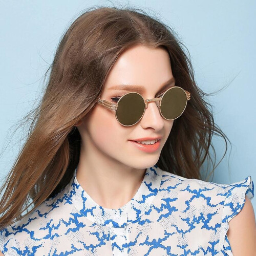 Steampunk Metal Vintage Sun Glasses For Men 2018 Silver Mirror Sunglasses Men Round Retro Shades Brand Designer Oculos