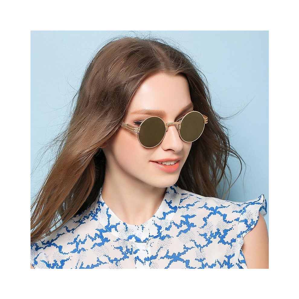 Steampunk Metal Vintage Sun Glasses For Men 2018 Silver Mirror Sunglasses Men Round Retro Shades Brand Designer Oculos