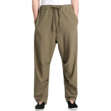 New Arrival Green Chinese Men\'s Kung Fu Trousers Cotton Linen Pants Clothing Size S M L XL XXL XXXL 2607