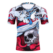 Cool skull punisher Hip hop series Men 3D printed tight T-shirt Youth fitness tshirts MMA Rushguard Short Sleeves Tee shirt