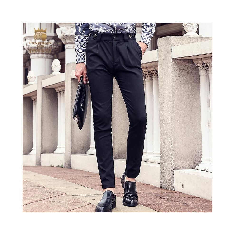 Men\'s autumn man fashion 2017 new waist pants casual trousers male skinny jeans black embroidery 718152-image-OPC-P52PQH6-NEW